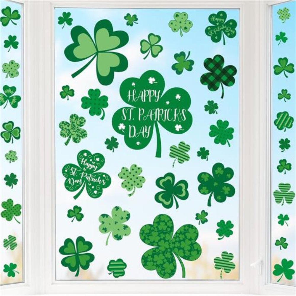 9 Sheets St Patricks Day Window Clings, 115 PCS St Patrick's Day Shamrock